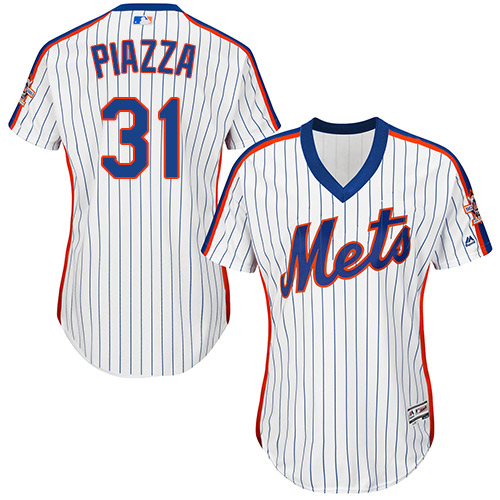 Mets #31 Mike Piazza White(Blue Strip) Alternate Women's Stitched MLB Jersey